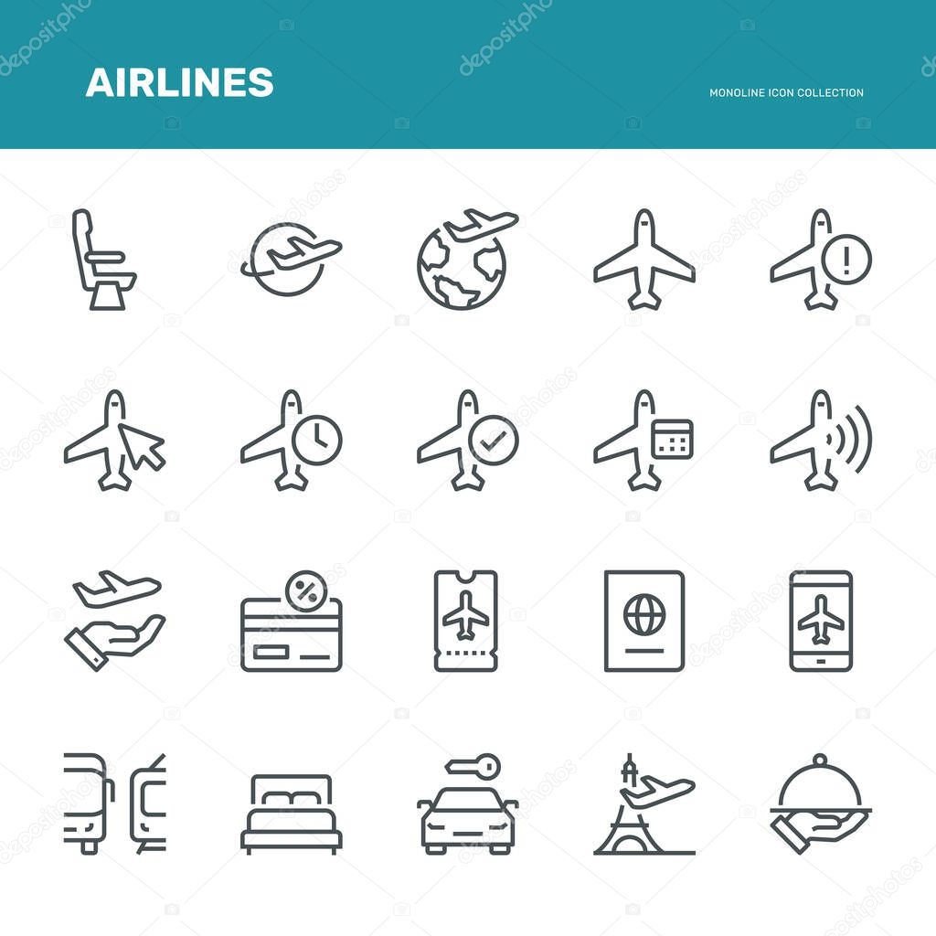 Airlines Icons,  Monoline concep