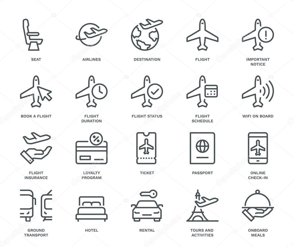 Airlines Icons,  Monoline concep