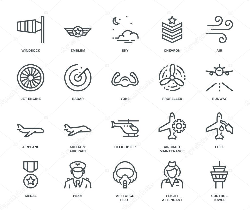 Aviation Icons,  Monoline concep