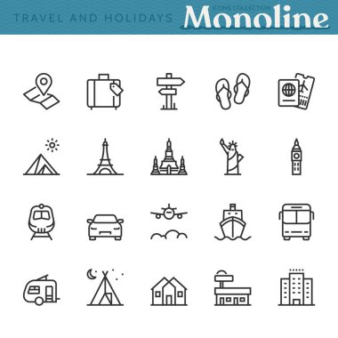 Seyahat ve Tatil Simgeleri, Monoline Conceps