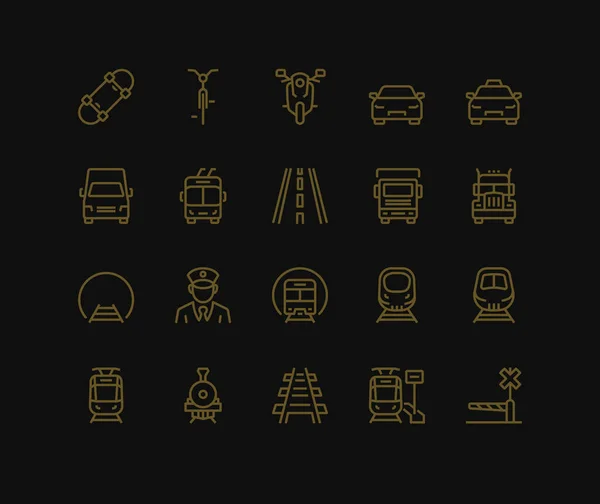 Land Transport Icons Gegen Frontansicht Monoline Konzept Die Symbole Wurden — Stockfoto