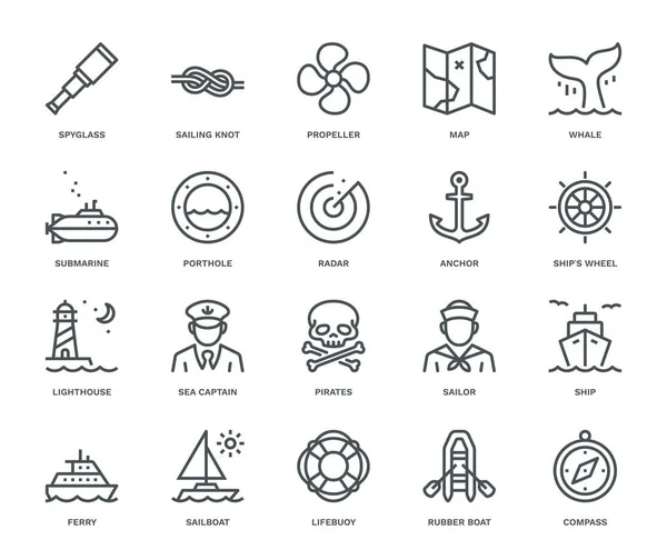 Nautical Icons Monoline Concept — Stock Photo, Image