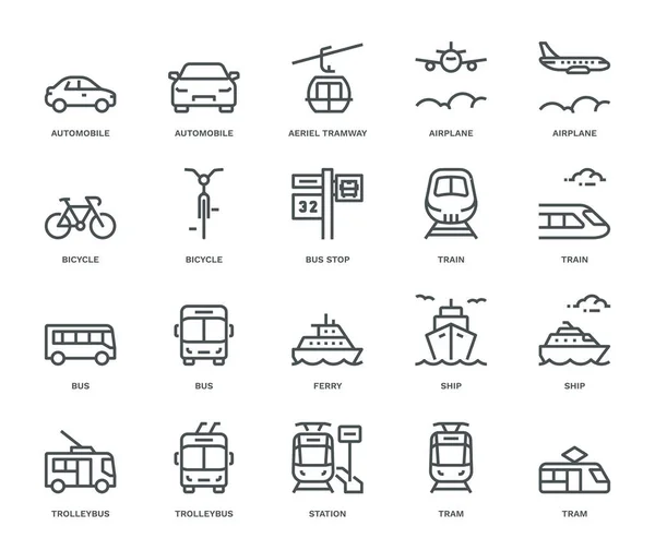 公共交通图标 混合视图 单体概念 — 图库照片
