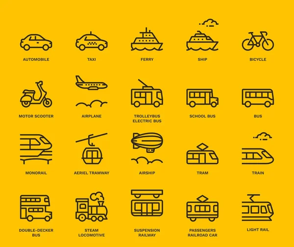 Ikony Transportu Publicznego Widok Boku Koncepcja Monopolu — Zdjęcie stockowe