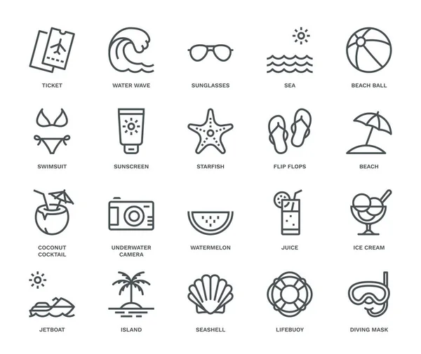 Summer Holidays Icons Monoline 컨셉트 — 스톡 사진