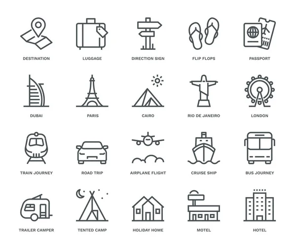 Travel Holidays Icons Monoline Concep — 스톡 사진