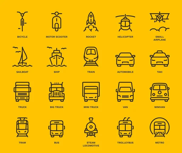 Transport Icons Frontansicht Teil Monolines Konzept — Stockfoto
