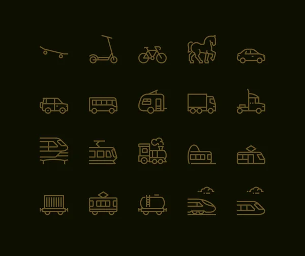 Land Transport Icons Seitenansicht Monoline Konzept Die Symbole Wurden Auf — Stockfoto