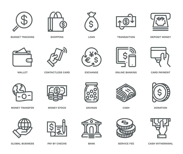 Money Icons Monoline Concept Icons Were Created 48X48 Pixel Aligned — Stock Photo, Image