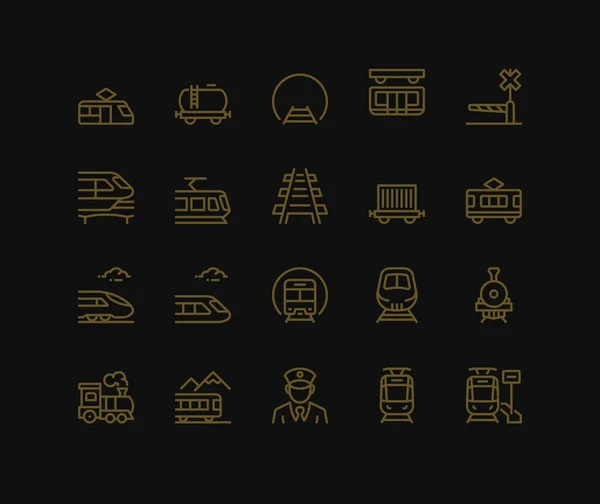 Иконы Железнодорожного Транспорта Монолинная Концепция — стоковое фото