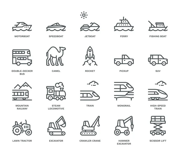 Transport Icons Seitenansicht Teil Iii Monolin Konzep — Stockfoto