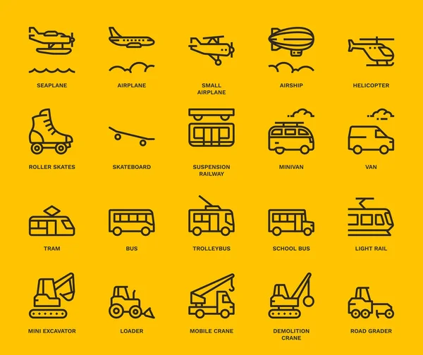 Transportation Icons Side View Part Monoline Concep — Stock Photo, Image