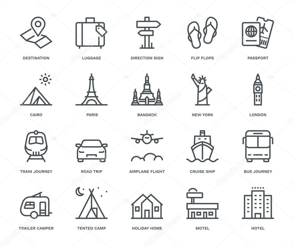 Travel and Holidays Icons,  Monoline concep