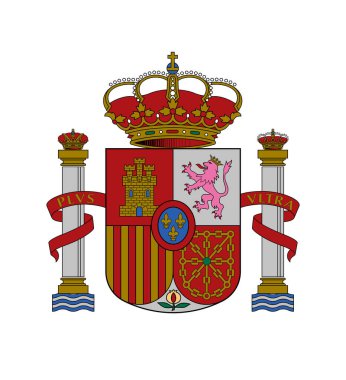 İspanya arması beyaz arka plan. Vektör İllüstrasyonu. 