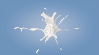 3d rendering, Perfect shape milk splashing on blue blackground. clipart