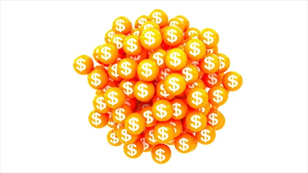 Rendering Currency Dollar Ornage Ball White Background — Stock Photo, Image