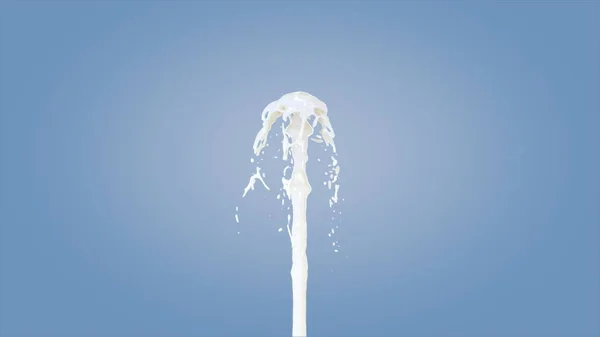 青い背景に噴水ミルクスプラッシュ レンダリング — ストック写真