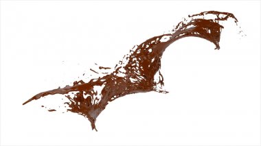 beyaz arka plan üzerinde izole çikolata sıçrama spiral. 3d render.