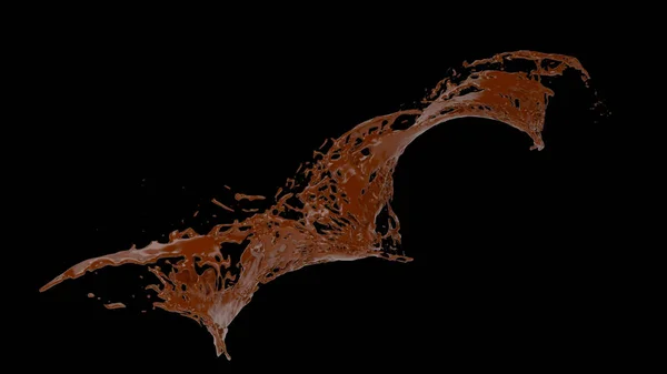 Шоколадный Всплеск Спирали Изолированы Черном Фоне Рендеринг — стоковое фото