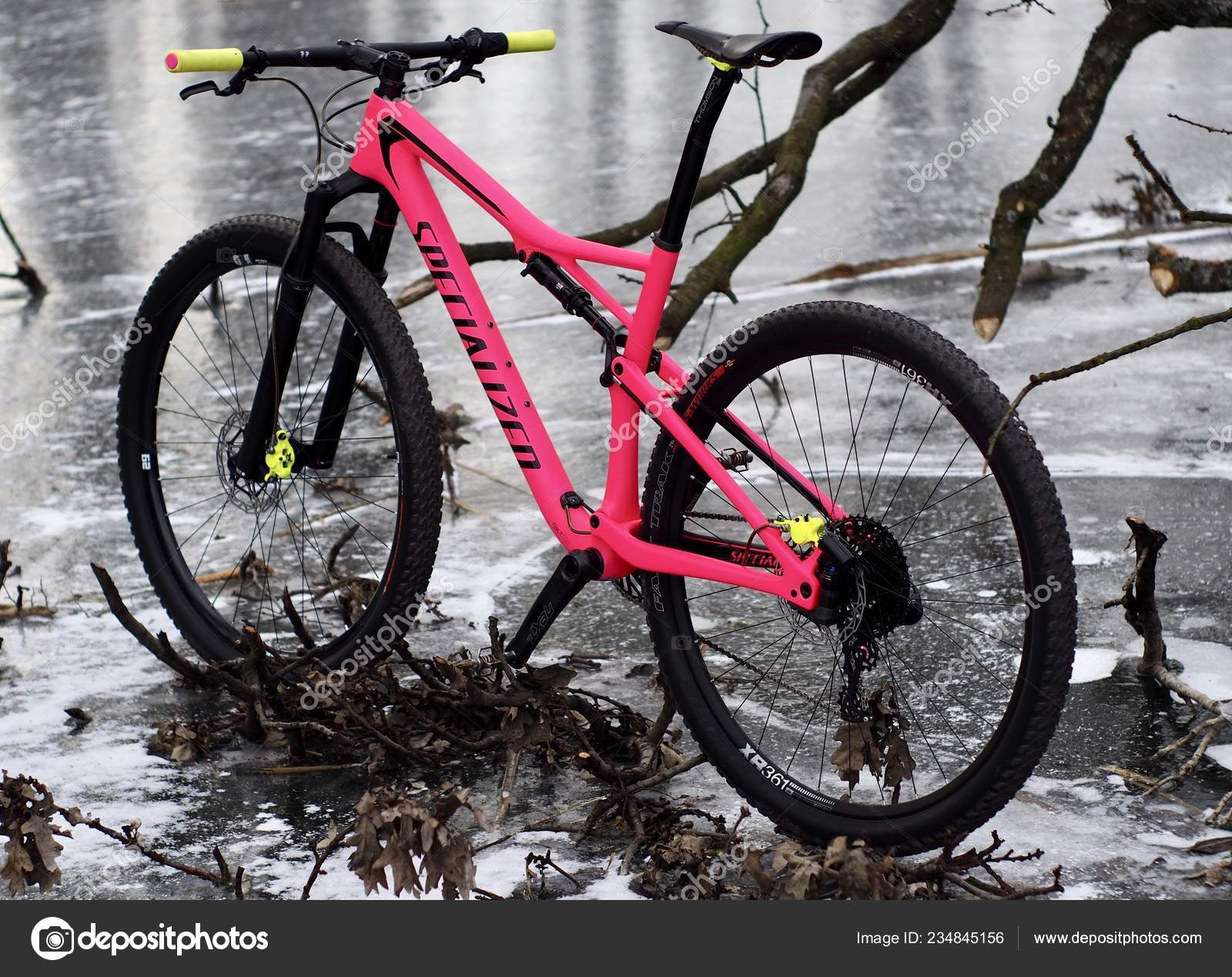 neon pink mountain bike