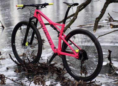 Pink carbon mountain bike twentyniner ultra lite clipart