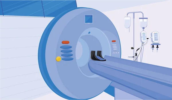 Tomografía Computarizada Escáner Interior Del Laboratorio Centro Diagnóstico Estilo Plano — Vector de stock