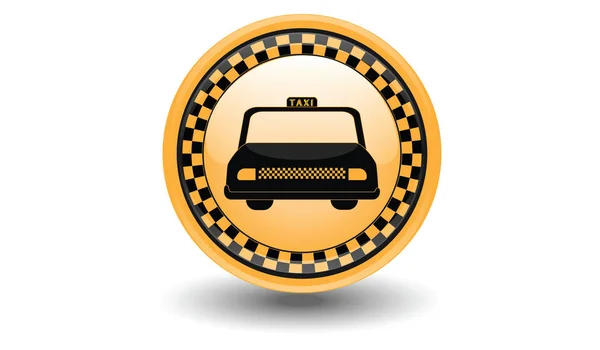 Symbol Taxi Gelbes Rundes Symbol Mit Auto Und Käfig Symbol — Stockvektor