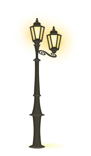 Вулична Лампа Купол Яскравим Світлом Ізольовано Білому Тлі Векторне Мистецтво — стоковий вектор