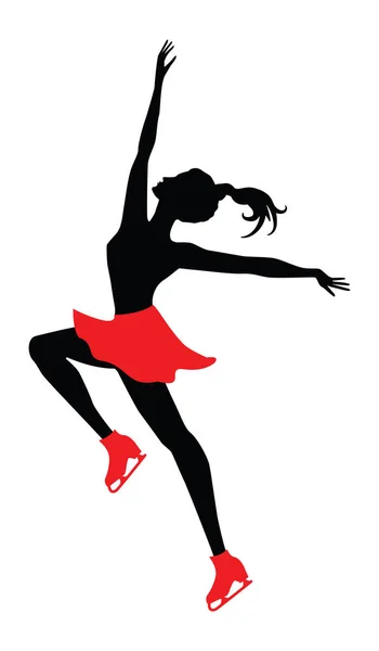 Skater Girl Dancing Red Skates Isolated White Background Vector Winter — Stock Vector