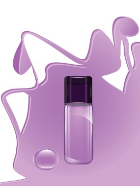 Tırnak cilası cam şişe, pembe - beyaz arka plan üzerinde izole - renk vektör ile Soyut Kompozisyon