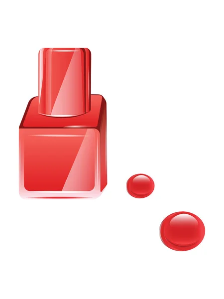 Bottle Red Nail Polish Drops Isolated White Background Vector — Stock Vector