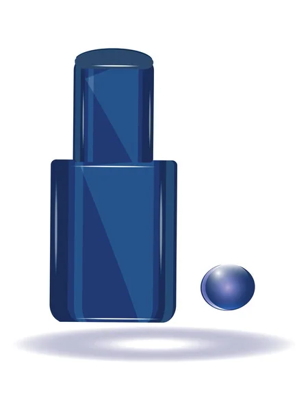 Esmalte Uñas Azul Botella Original Gota Aislado Sobre Fondo Blanco — Vector de stock