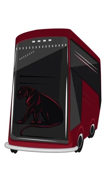 Roter Bus ist groß, modern, mit Tiger-Emblem auf Glas - flacher Stil - auf weißem Hintergrund - Vektor — Stockvektor