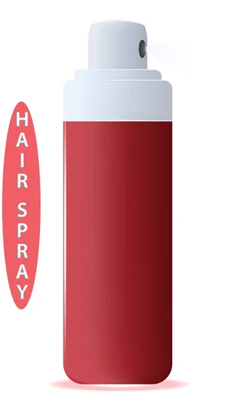 Hairspray, rode fles-platte stijl-geïsoleerd op witte achtergrond-vector. — Stockvector