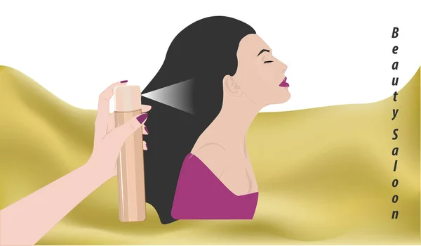发型 - 发胶 - 在沙龙服务的妇女 - 扁平风格 - 矢量 — 图库矢量图片
