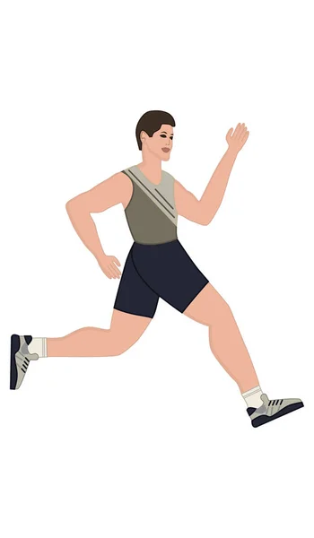 Atleta di jogging - isolato su sfondo bianco - stile piatto - vettore — Vettoriale Stock