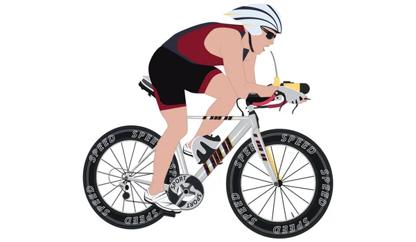 Ciclista in casco - isolato su sfondo bianco - stile piatto - illustrazione - vettore — Vettoriale Stock