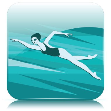 Yüzücü simgesi - mayo, gözlük kadın - beyaz arka plan üzerinde izole - vektör. Havuzu. Su sporları.