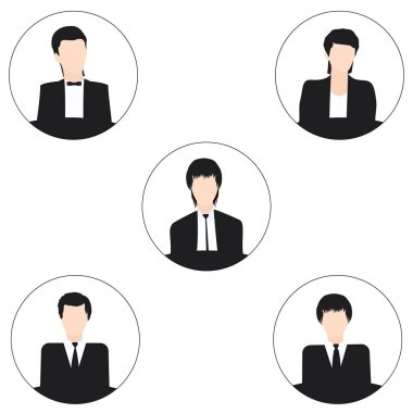 İnsan avatar - set Kullanıcı erkek simgesi - iş elbisesi - beyaz arka plan üzerinde izole - vektör