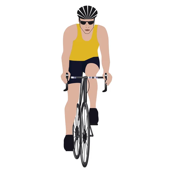 Ciclista in casco - vista frontale - stile piatto - isolato su sfondo bianco - vettore — Vettoriale Stock