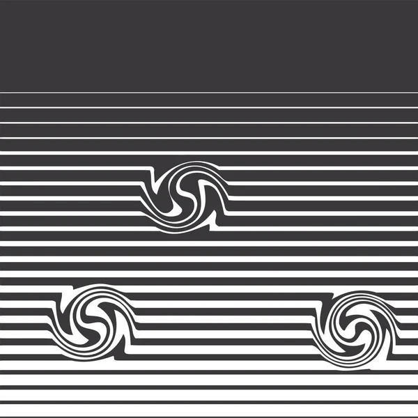 Fekete-fehér háttér-különböző szélességű vonalak, optikailag absztrakt ívelt elemekkel-vektor — Stock Vector