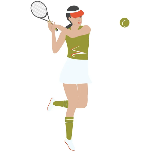 ラケットとボールを持つテニスプレーヤー - 白い背景に隔離 - ベクトル — ストックベクタ