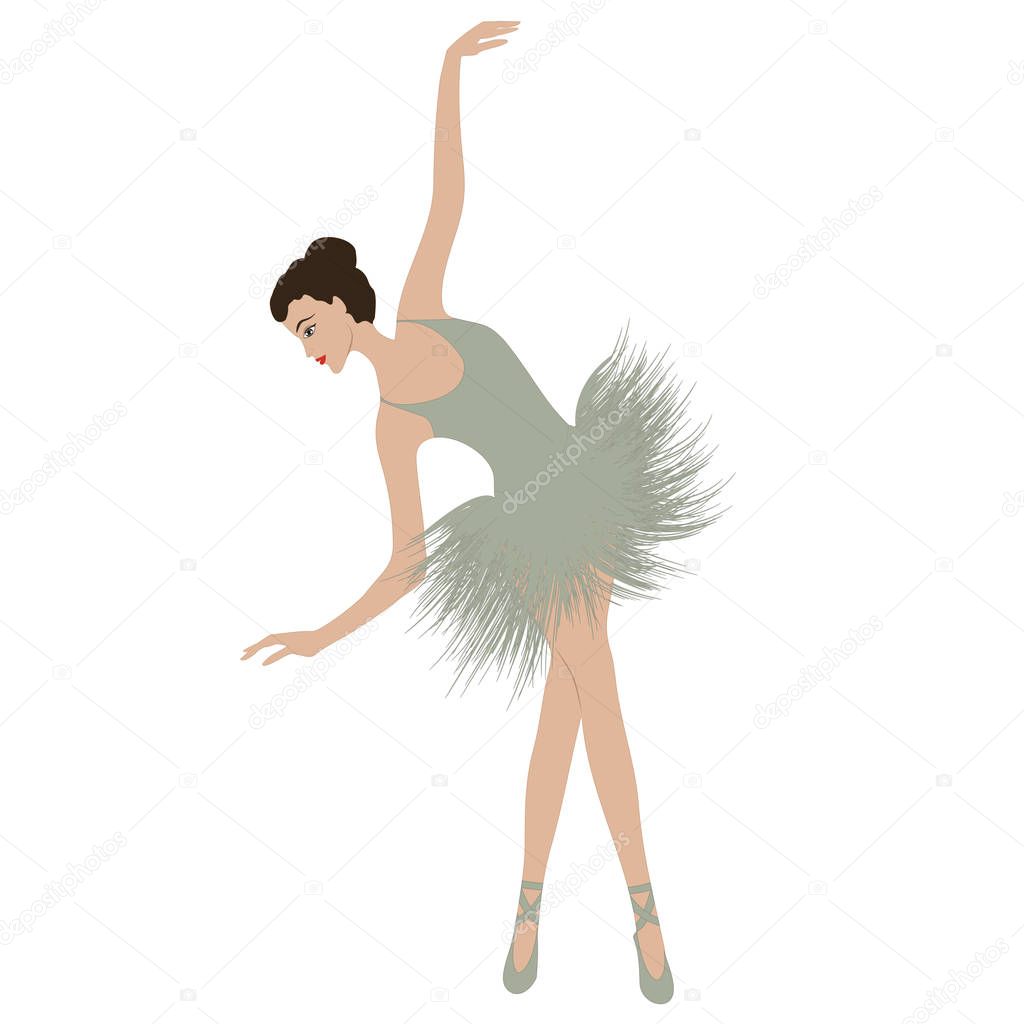 Ballerina, graceful, elegant, in a tutu - isolated on white background - vector