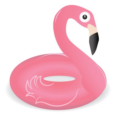 Şişirilebilir Lifebuoy Pembe Flamingo - Beyaz Arkaplanda İzole Edildi - Vektör. Yaz zamanı..