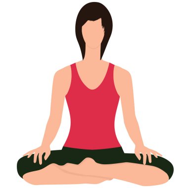 Yoga. Asana pozundaki kadın silueti - beyaz arkaplanda izole edilmiş - vektör.