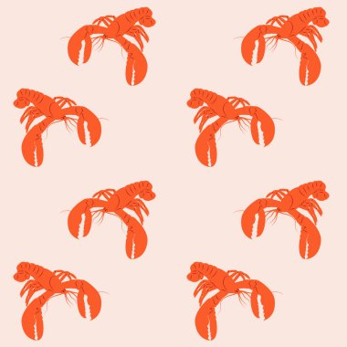 Istakoz, kırmızı kanser - desen - ışık arkaplan - vektör.