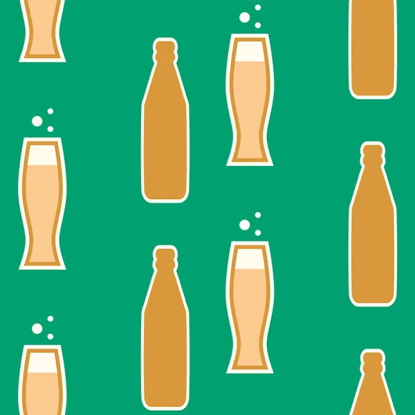 Kalıp - bira şişesi, cam - düz stil - yeni nane arkaplan - vektör. Ekim Festivali. — Stok Vektör