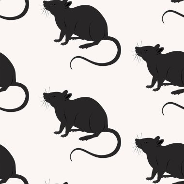 Kalıp - siyah fare, fare - ışık arkaplan - vektör. Yeni Yıl 2020