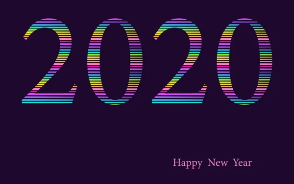 Feliz Año Nuevo 2020 - brillantes números multicolores sobre un fondo oscuro - vector . — Vector de stock