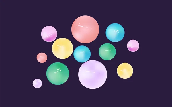 Bolas multicolores sobre un fondo morado oscuro - vector Feliz Año Nuevo 2020. Navidad . — Vector de stock